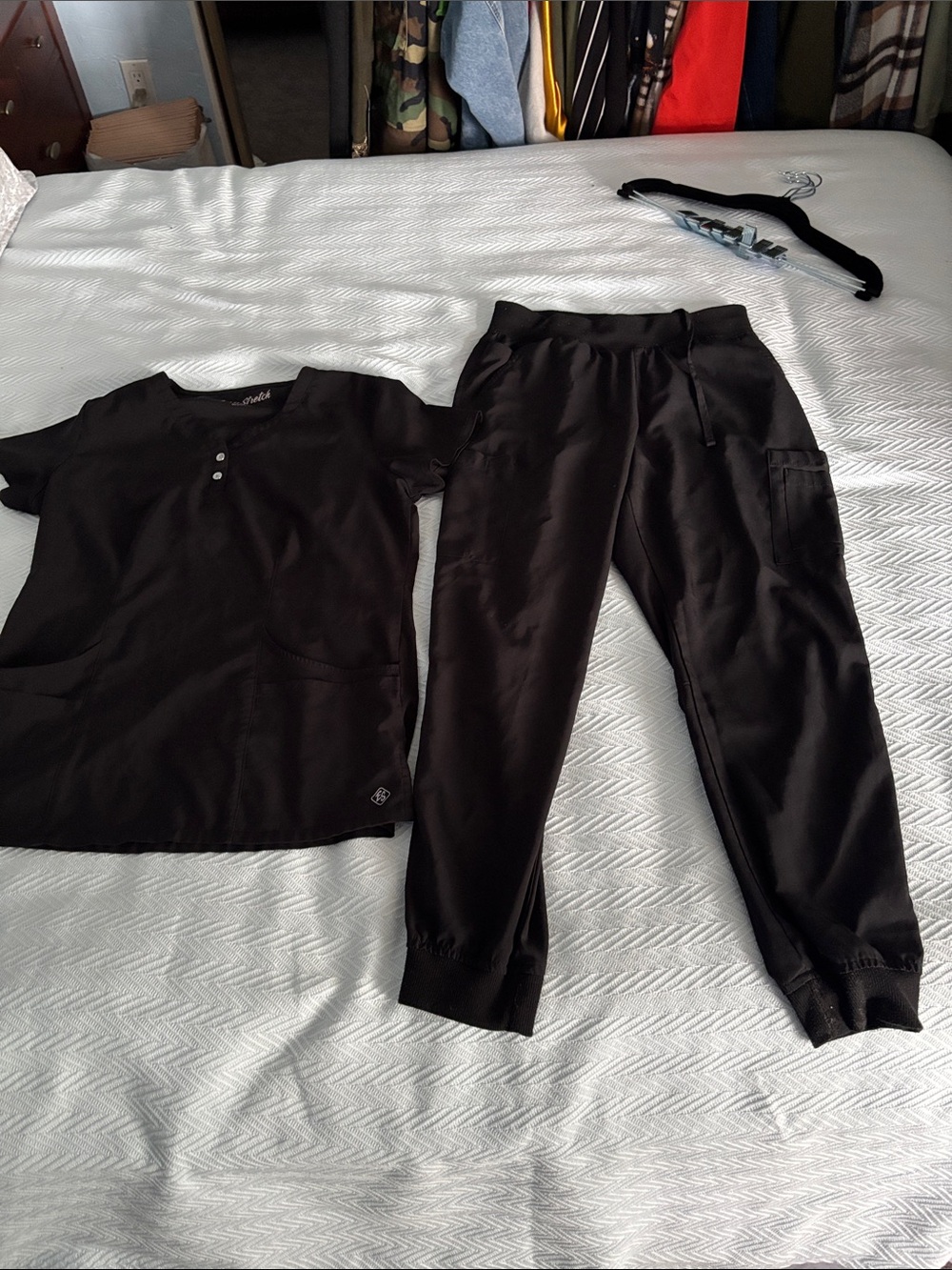 Barco Uniforms Black Scrub Top and Pants Set